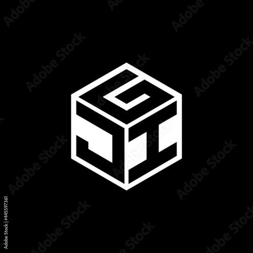 JIG letter logo design with black background in illustrator, vector logo modern alphabet font overlap style. calligraphy designs for logo, Poster, Invitation, etc.