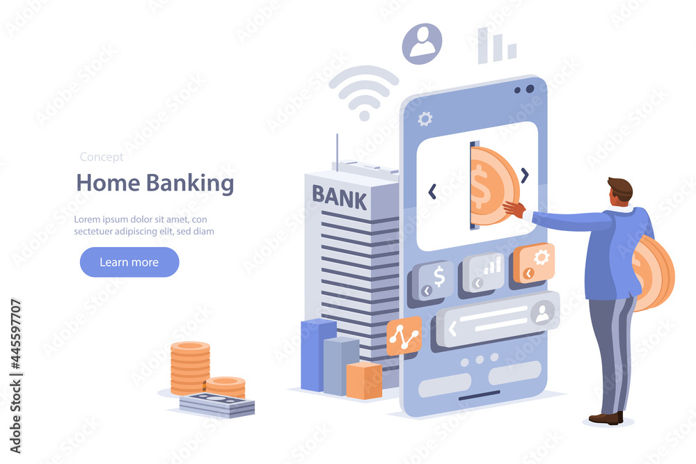 People character invest and collect cash for savings. Financial managing, money savings and reserve fund concept. Flat cartoon vector illustration. People character invest and collect cash for savings. Financial managing, money savings and reserve fund concept. Flat cartoon vector illustration.