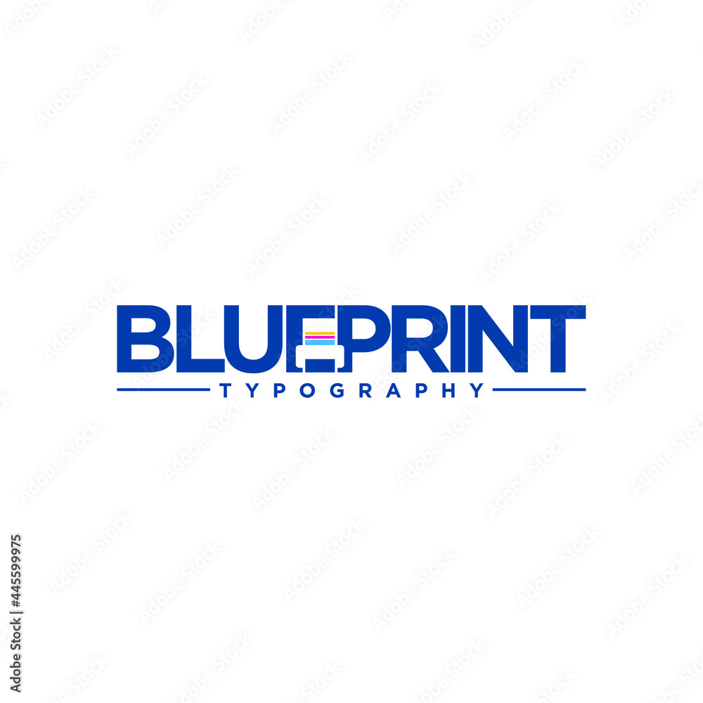 Blue Print icon. Logo design. Vector Illustration.