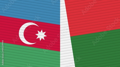 Madagascar and Afghanistan Two Half Flags Together Fabric Texture Illustration