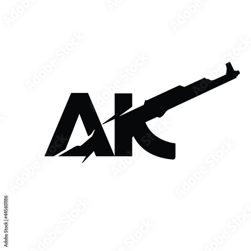 Letter A and K logo. Weapon or Gun symbol Vector Illustration.