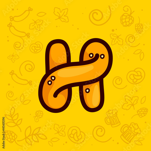 Letter H logo made of pretzel.