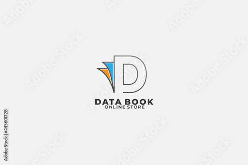 logotype letter D with open book for bookstore, Education logo ,book company, publisher, encyclopedia, library, education logo concept