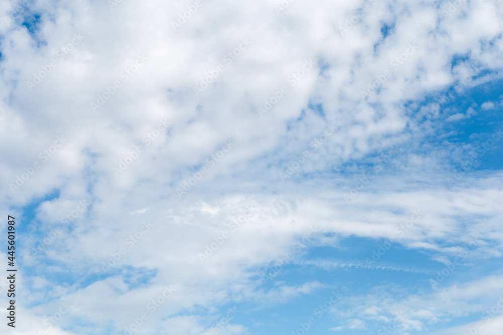 Background of white summer clouds on blue sky.