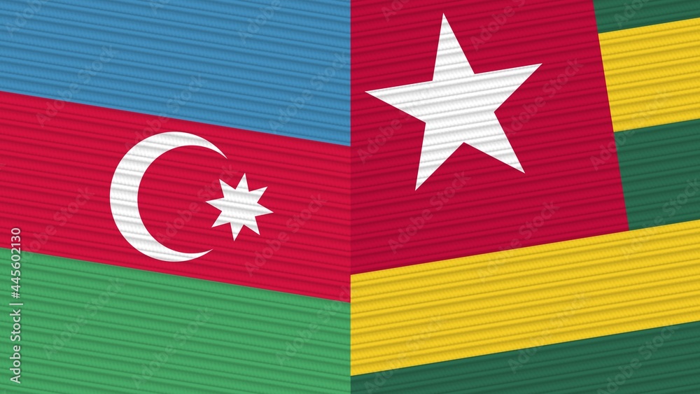 Togo and Afghanistan Two Half Flags Together Fabric Texture Illustration Togo and Afghanistan Two Half Flags Together Fabric Texture Illustration