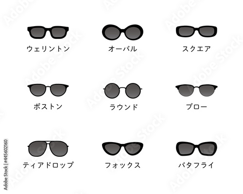 サングラスのアイコンセット　様々なフレーム