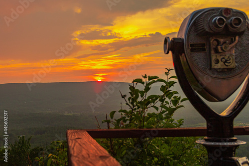 The view from the hairpin turn on the Mohawk Trail in North Adams MA. during a sunset after storms