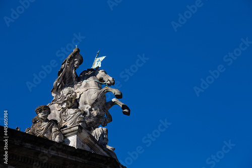 Grupo escultórico de Santiago Apóstol a caballo, obra de José Ferreiro, situado en el Pazo de Raxoi. photo