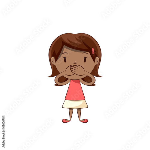 Little girl covering her mouth