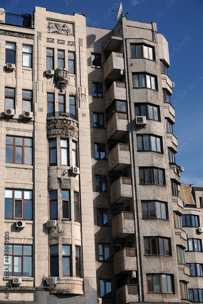 Facade of a building on Khreshchatyk street in the city of Kiev
