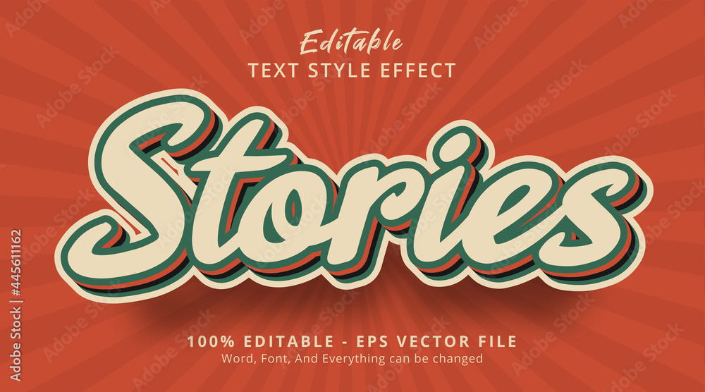 Editable text effect, Stories text on popular vintage color combination effect