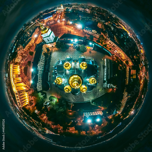 Aerial view from a drone St. Michael s Golden-Domed Monastery in Kyiv