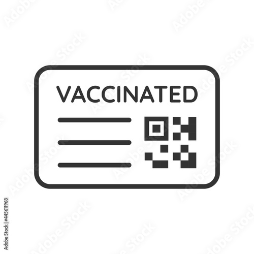 Covid-19 Vaccination Certificate Icon Illustration with Barcode. Card as proof that you have been vaccinated against the corona virus