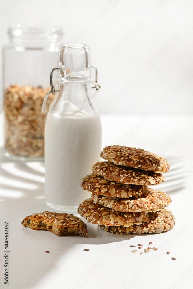 oatmeal cookies with a bottle of milk oatmeal cookies with a bottle of milk