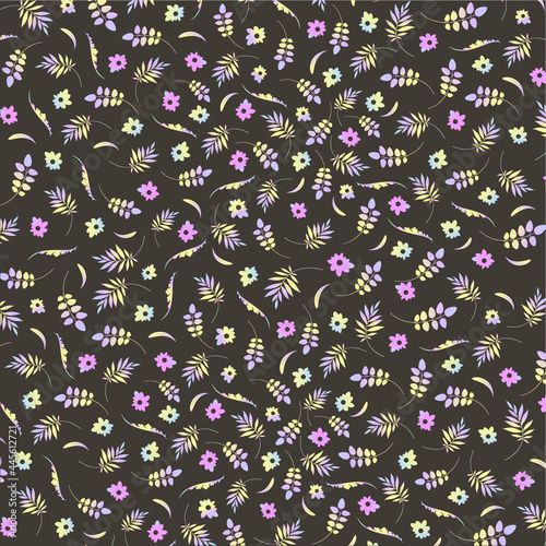 Vector floral botanical pattern on a brown background