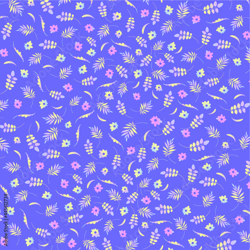 Vector floral botanical pattern on a lilac background