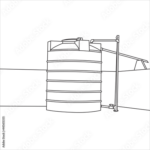 Plastic Water Tank Line Art Vector
