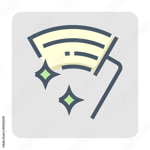 Windscreen or windshield wiper vector design. That icon, sign or symbol on dashboard to control auto part to clean, wash glass of window car by wipe or dragging for remove rain and fog. 48x48 pixel.
