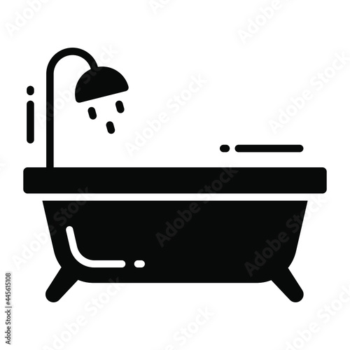 bathtub trendy icon, flat style isolated on white background. Symbol for your web site design, logo, app, UI.