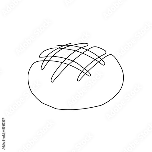 Rye bread one line art. Continuous line drawing of loaf of bread.