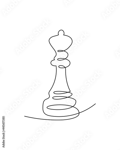 Chess queen one line art. Continuous line drawing of Chess Pieces.