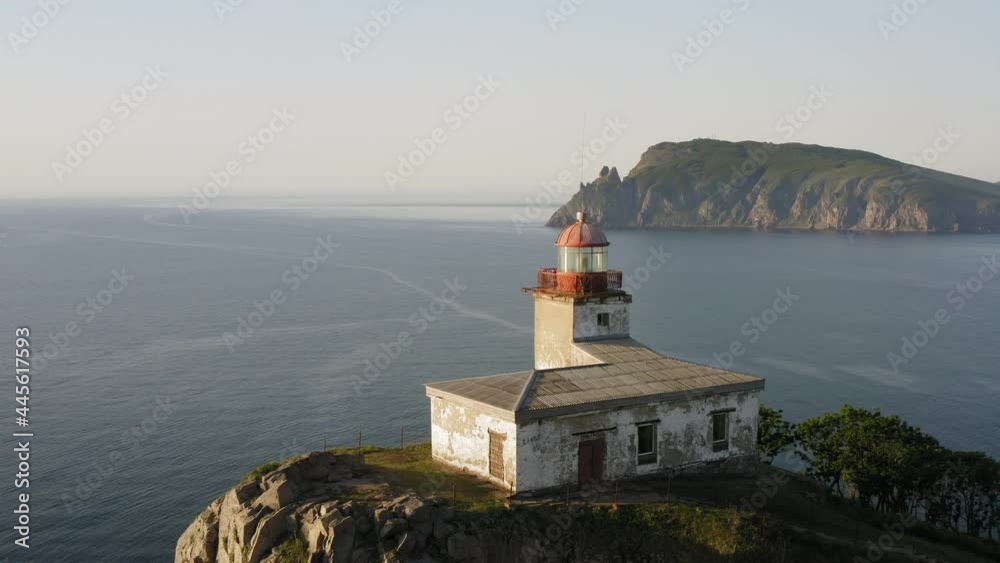 Lighthouse Baluzek on the coast of the Sea of Japan Lighthouse Baluzek on the coast of the Sea of Japan