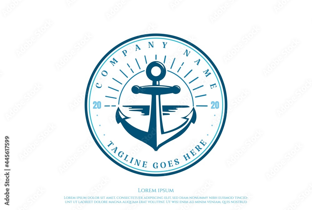 Sunset Sunrise Anchor Boat Ship Navy Nautical Yacht Logo Design Vector Sunset Sunrise Anchor Boat Ship Navy Nautical Yacht Logo Design Vector