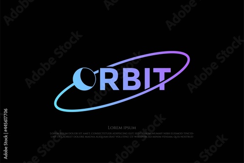 Planet Earth Moon Orbit Text Font Type Typography Word Science Logo Design Vector