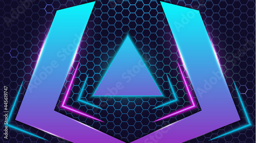 Futuristic abstract neon colorful gaming modern hexagon esports background vector design