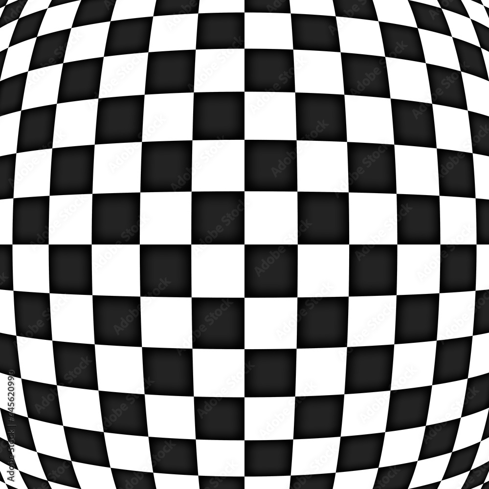 Abstract Black and White chess geometric background with fish eye effect Abstract Black and White chess geometric background with fish eye effect