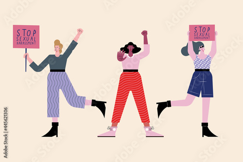 three sexual harassment protesters