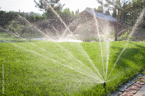 water sprinkler spraying water in the garden