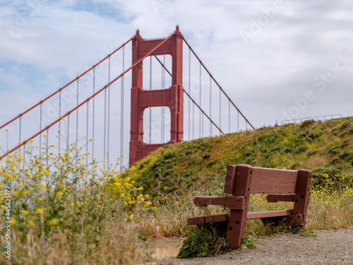 Bench in front of golden gate bridge