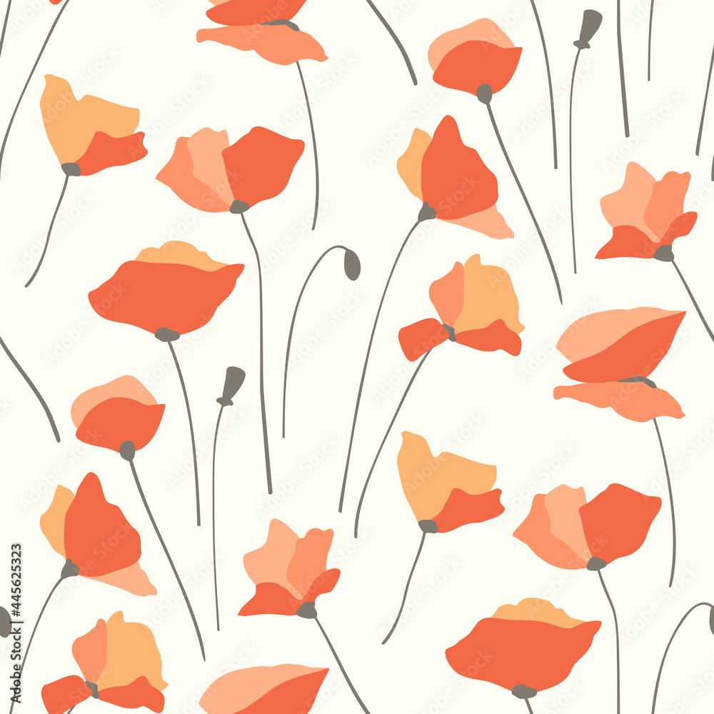 Fototapeta seamless vector pattern with poppies