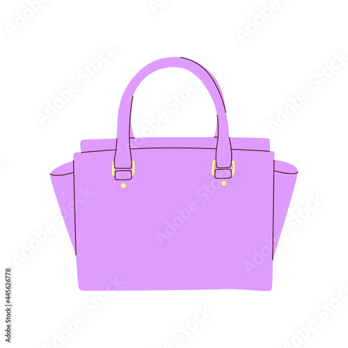 Flat vector cartoon illustration of a fashionable bag. A modern stylish accessory isolated on a white background.