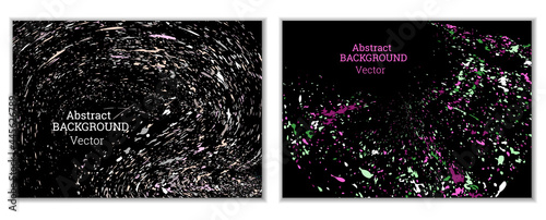 Multicolored paint splashes, smears, dust particles and debris are carried by the wind. A set of two templates. Design template for the design of banners, posters, booklets, covers, magazines. EPS 10