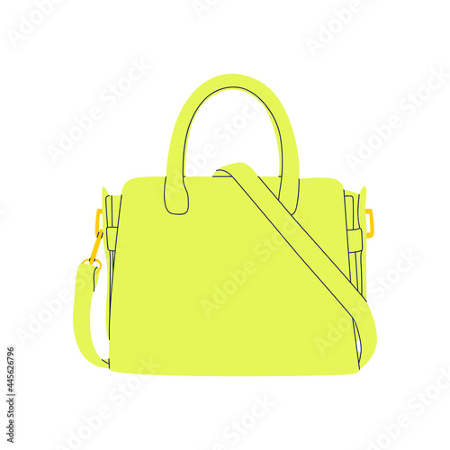 Flat vector cartoon illustration of a fashionable bag. A modern stylish accessory isolated on a white background.