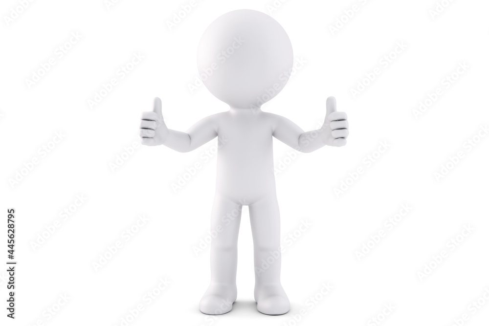 Man with thumb up gesture. 3D illustration. Isolated Man with thumb up gesture. 3D illustration. Isolated