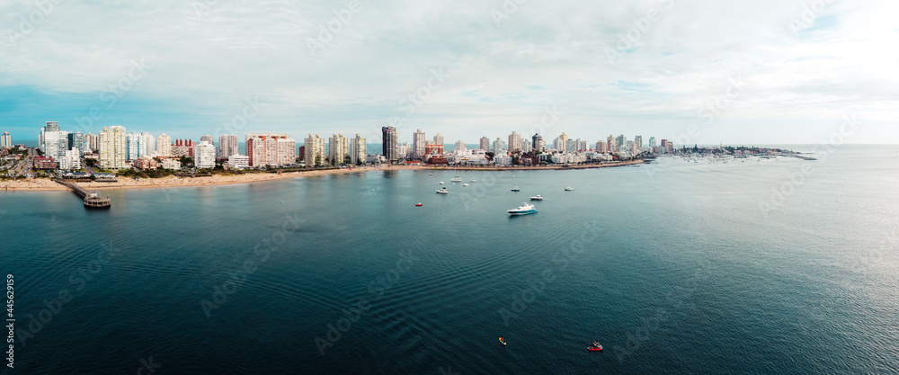 Panorama of Punta del Este, Uruguay. Beach city from drone