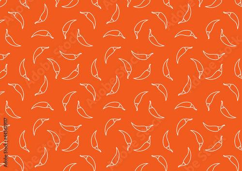 Chili doodle pattern wallpaper. Chili pattern on red background.