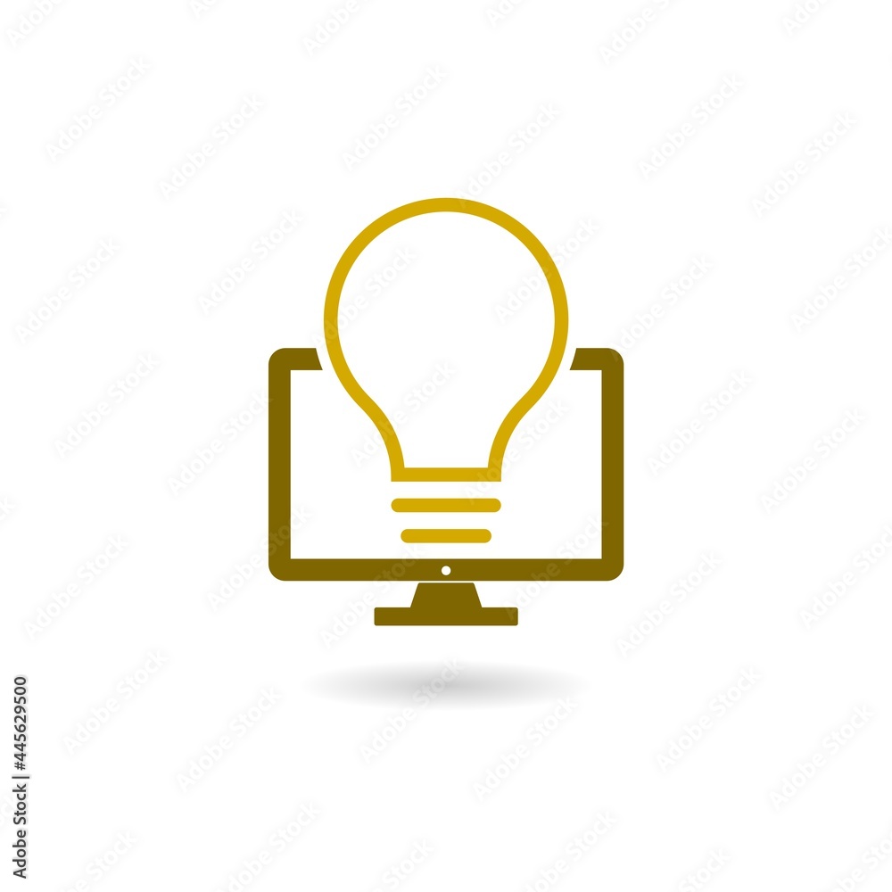 Light bulb idea icon with shadow Light bulb idea icon with shadow