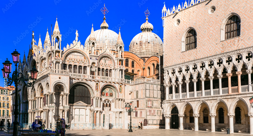Italy travel. Amazing unique Venice and famous San Marco square, Dodge palace