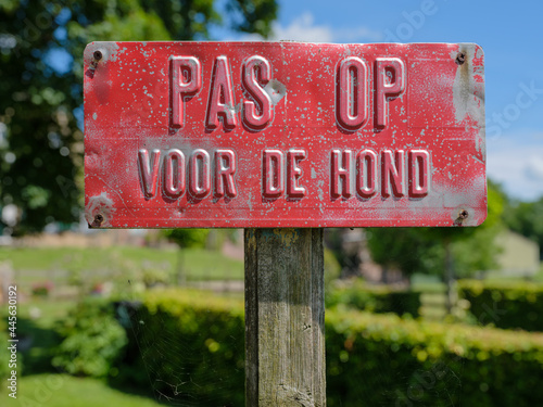 Canvas Print Beware of the dog, Oud-Alblas, Zuid-Holland Province, The Netherlands