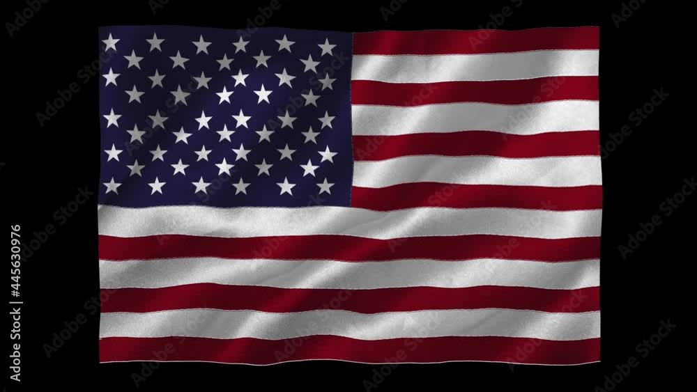 Animation of waving american flag on black background