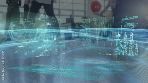 Wallpaper Mural Animation of financial data processing over business people walking Torontodigital.ca