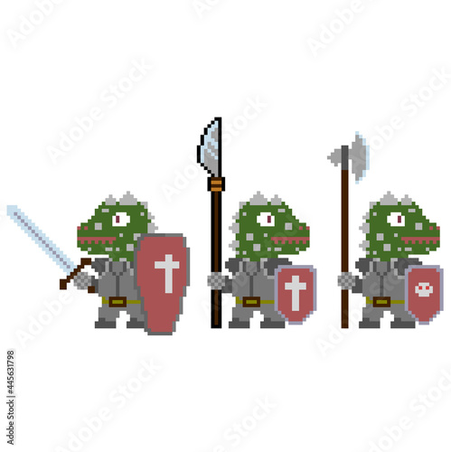 Set of pixel characters in art style