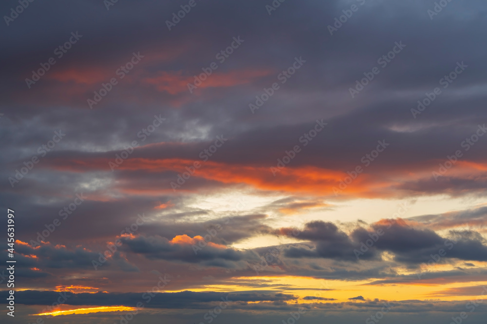 clouds at sunset in autumn