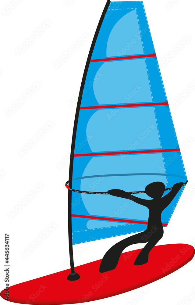 Fototapeta premium Windsurfing board with sail sea