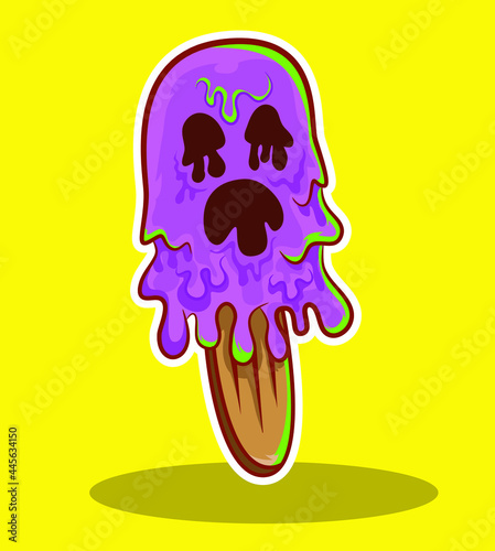 This gooey, melting ice cream looks scary to me.
How about a melted goo ice cream with these green slushies dripping around the ice cream.Vector image,Creepy green goo and slime ice cream this ice  