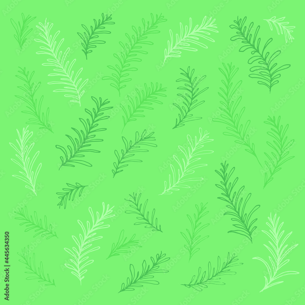 Doodle set of herbs on a green background isolated. Can be used for the design of stickers, packaging, logos, clothing, tags, cosmetic products Doodle set of herbs on a green background isolated. Can be used for the design of stickers, packaging, logos, clothing, tags, cosmetic products